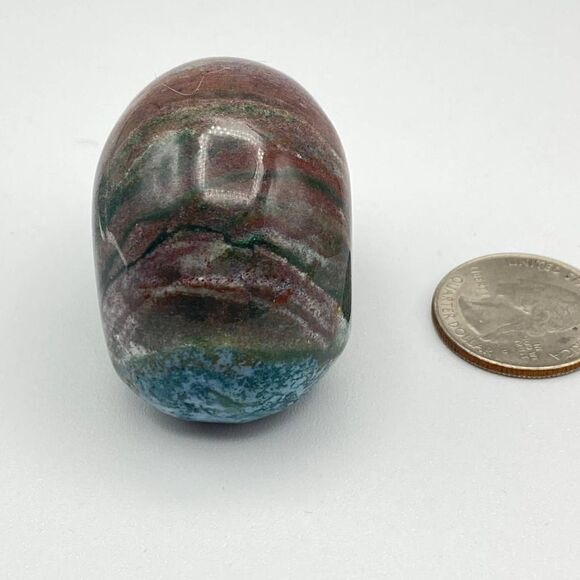Ocean Jasper Gemstone Crystal Skull Head Statue - Picture 3 of 8